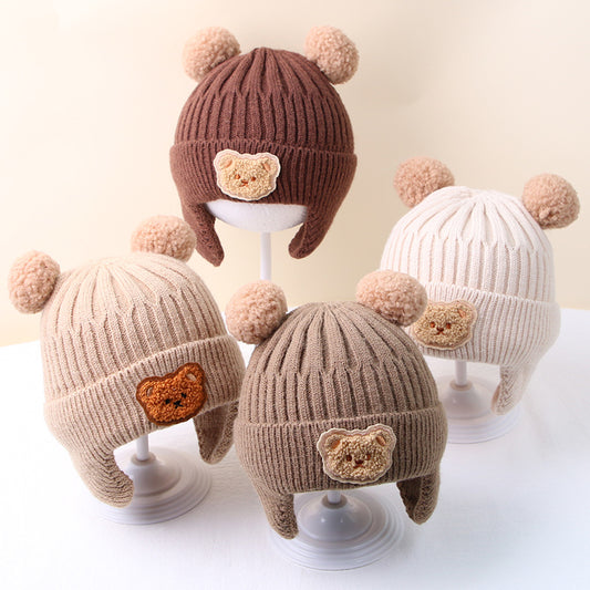 Gorro de inverno infantil com orelhinhas de Urso