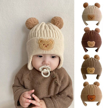 Gorro de inverno infantil com orelhinhas de Urso