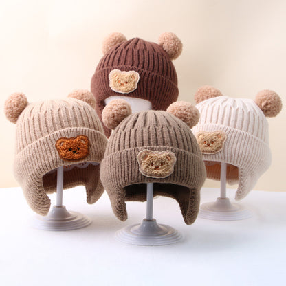 Gorro de inverno infantil com orelhinhas de Urso