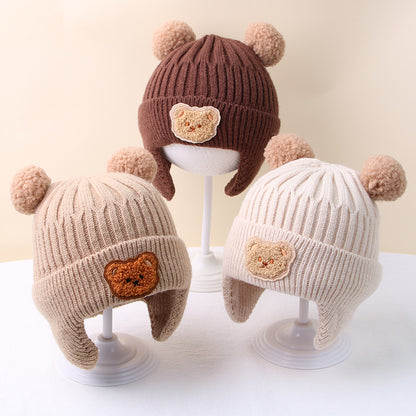 Gorro de inverno infantil com orelhinhas de Urso