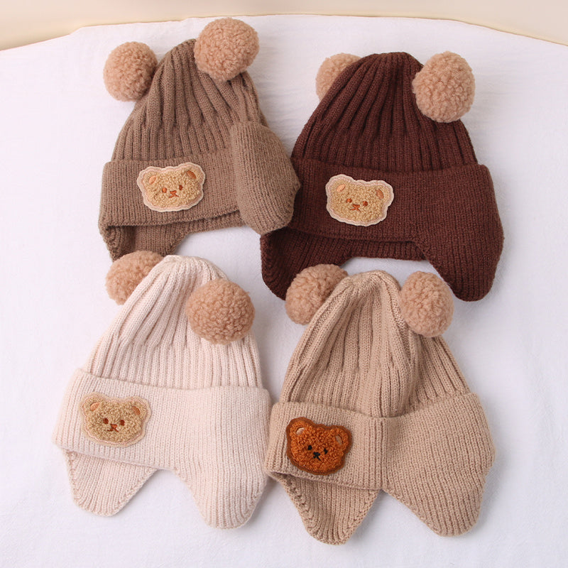 Gorro de inverno infantil com orelhinhas de Urso