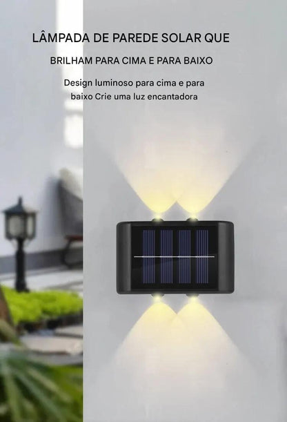 Lâmpada Solar LED de Parede Exterior 4 em 1 – Iluminação de Jardim e Decoração 9cm X 6 cm