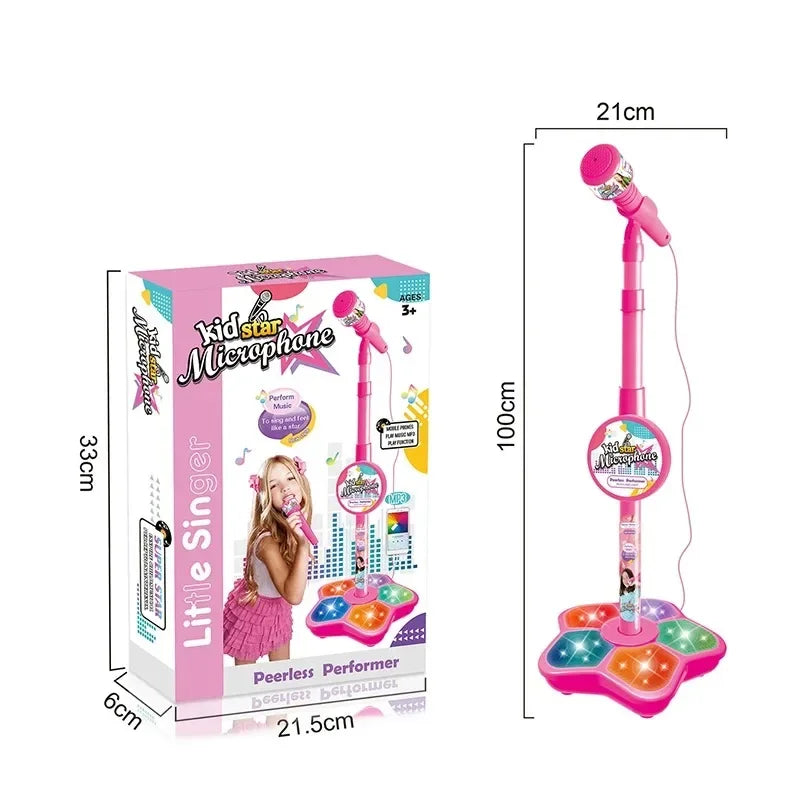 Microfone Karaoke Infantil com Suporte – Diversão e Aprendizado!