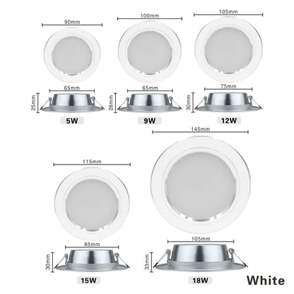 Kit 10 Downlights LED Redondos - 5W a 18W