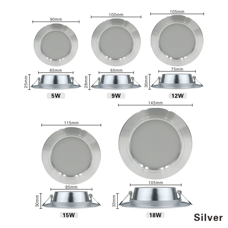 Kit 10 Downlights LED Redondos - 5W a 18W