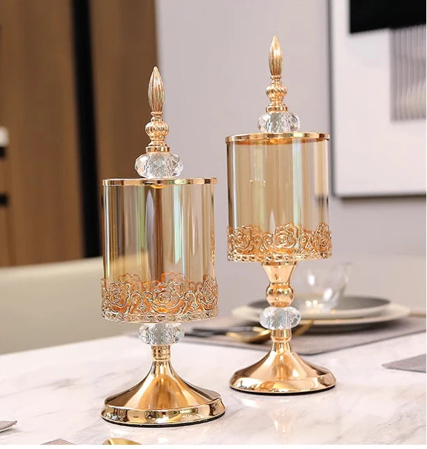 Pote de Cristal de Luxo Europeu 1PC - Armazenamento Elegante e Decorativo