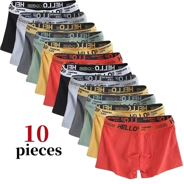 Pague 8pcs e leve 10pcs - Boxers Masculinos Super Elásticos e Respiráveis – Tamanhos Grandes