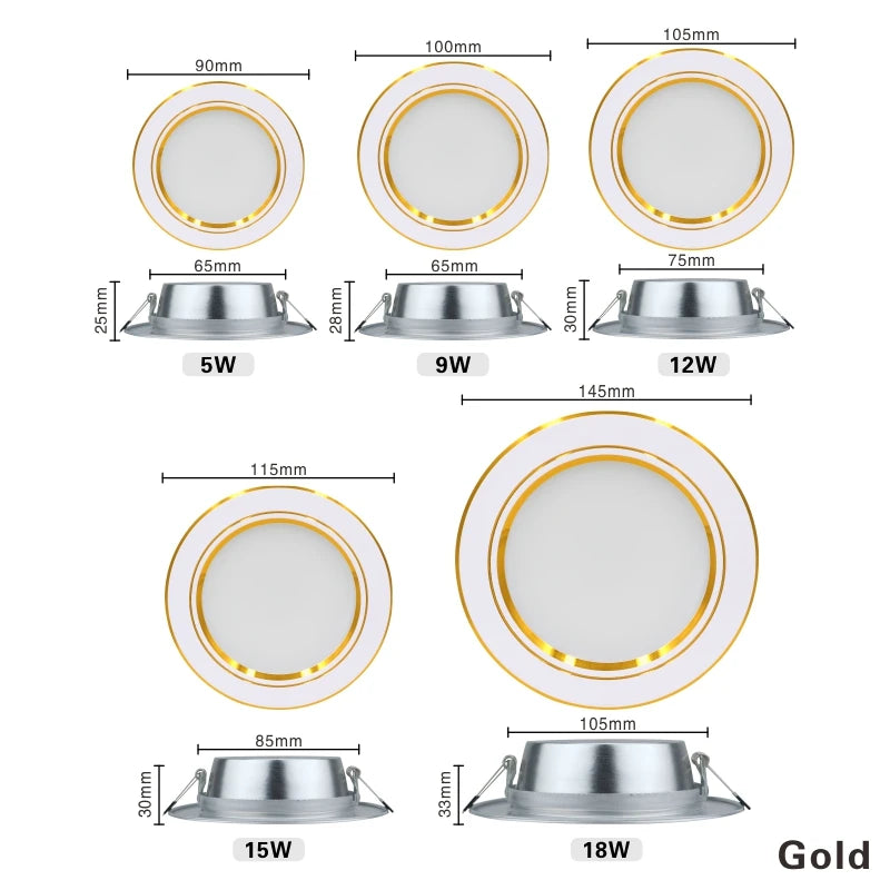 Kit 10 Downlights LED Redondos - 5W a 18W