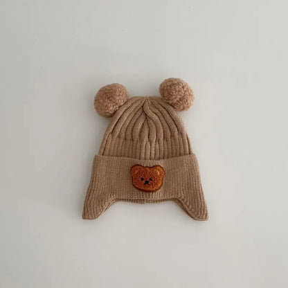 Gorro de inverno infantil com orelhinhas de Urso