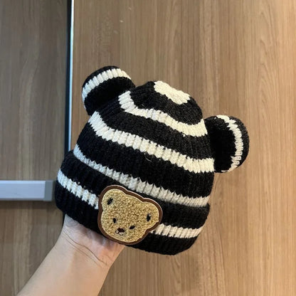 Gorro de inverno infantil com orelhinhas de Urso