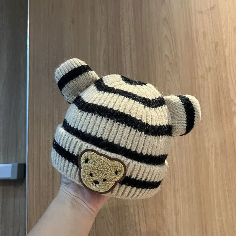 Gorro de inverno infantil com orelhinhas de Urso